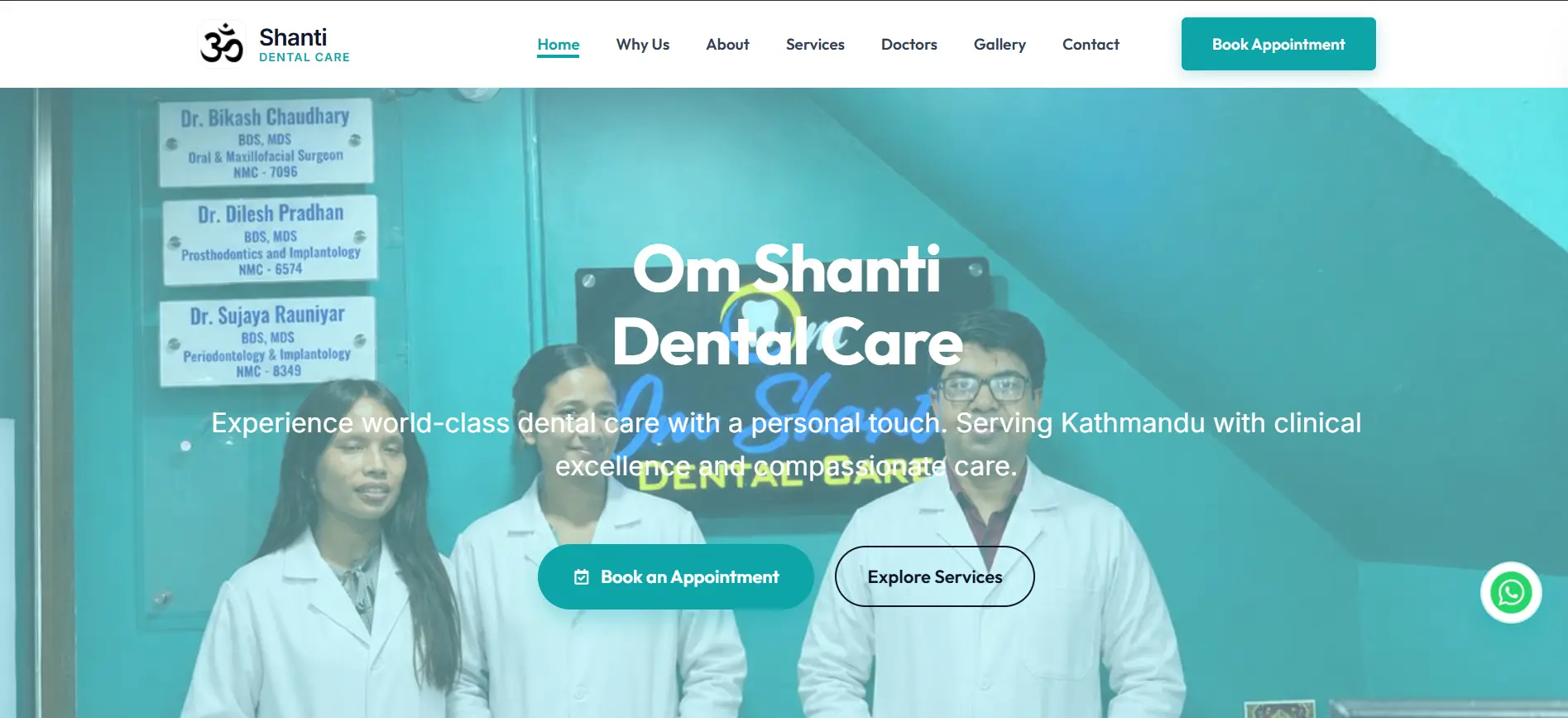 Om Shanti Dental Care website